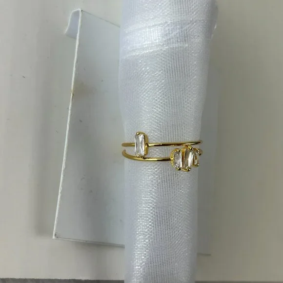 18K Gold Plated Gorjana Amara Ring Set of 2 Size 8 - Picture 5 of 5